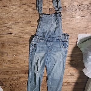 Wallflower Women's Light Blue Denim Overalls